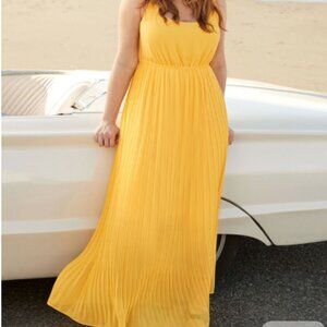 Torrid Maxi Yellow Pleated Dress 0